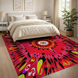 Fiery Red Eye Mandala Geometric Rug