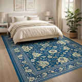 Blue and Teal Navy Blue Persian Floral Area Rug