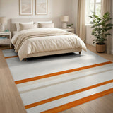 Orange Striped Geometric Area Rug
