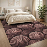 Pink Scallop Seashell Coastal Area Rug