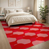 Vibrant Red Geometric Modern Area Rug
