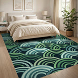 Emerald Green Emerald Wave Abstract Area Rug