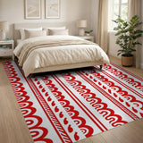 Red Paisley Border Area Rug