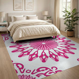 Pink Pink Floral Mandala Area Rug