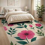 Floral Vintage Blush Pink Camellia Floral Area Rug