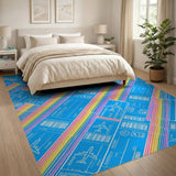 Aviation Ticket Rainbow Area Rug