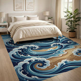 Swirling Ocean Waves Coastal Beach Rug