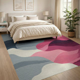 Wavy Layers Pink Grey Abstract Area Rug