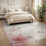Blush Peony Floral Frame Rug