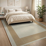 Cream Tan Border Woven Area Rug