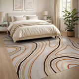 Beige Marble Vein Abstract Area Rug