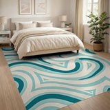 Teal Wavy Abstract Abstract Area Area Rug