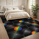 Rainbow Vinyl Burst Abstract Area Rug