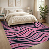 Pink Tribal Wave Dots Area Rug
