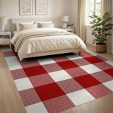 Red Red Gingham Plaid Farmhouse Area Rug
