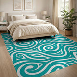 Teal Swirl Heritage Tribal Area Rug