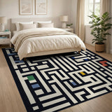 Multi-Color Maze Labyrinth Geometric Area Rug