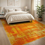 Fiery Orange Abstract Area Rug