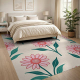 Pink Pink Daisy Floral Area Rug