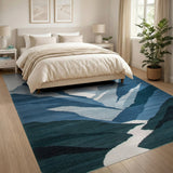 Blue and Teal Geometric Blue Mountain Peaks Area Rug