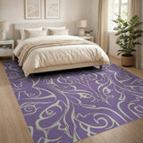 Elegant Purple Damask Swirl Rug