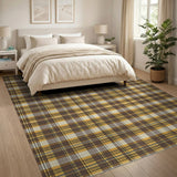 Cozy Yellow Brown Plaid Area Rug