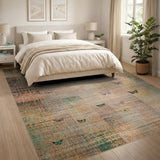 Distressed Vintage Butterfly Patchwork Area Rug