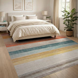 Horizontal Stripe Vibrant Multi-Color Horizontal Stripe Area Rug