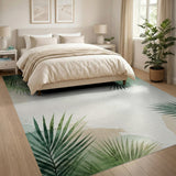 Watercolor Green Palm Fronds Area Rug