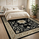 Ornate Black Gold Medallion Area Rug