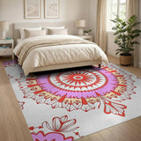 Pink Traditional Persian Vibrant Pink Mandala Area Rug