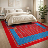 Bold Multi-Color Geometric Grid Area Rug