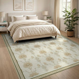Elegant Cream Floral Motif Area Rug