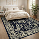 Navy Ivory Traditional Persian Area Rug