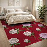 Vintage Roses Red Floral Area Rug