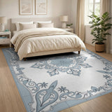 Blue and Teal Traditional Persian Ornate Blue Medallion Persian Area Rug