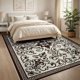 Elegant Beige Persian Floral Border Rug