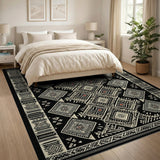 Heritage Tribal Black White Heritage Tribal Diamond Area Rug