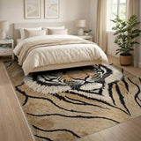 Majestic Tiger Face Brown Tan Area Rug