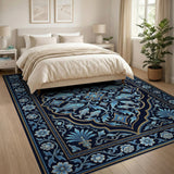 Teal Fish Floral Persian Area Rug