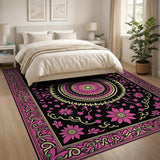 Traditional Persian Ornate Pink Floral Medallion Persian Rug