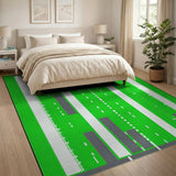 Green Geometric Border Area Rug
