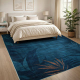 Teal Palm Frond Area Rug