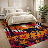 Black Fox Autumn Forest Silhouette Rug