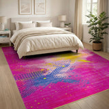 Vivid Pink Multi-Color Geometric Dots Area Rug