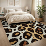 Multi-color and Patterns Leopard Print Area Rug in Tan Black