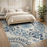 Blue Persian Floral Medallion Rug