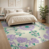 Floral Vintage Purple Purple Floral Mandala Area Rug