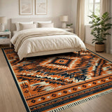 Bold Orange Black Southwestern Geometric Rug