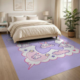 Kawaii Purple Bunny Stars Area Rug